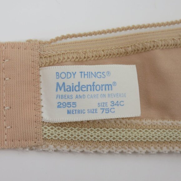 VTG Maidenform 34C Body Things Beige Underwire Unlined Strapless Bra Union USA - Picture 12 of 15